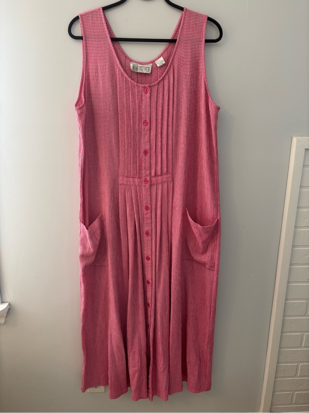 Together Pink Sleeveless Button-Front Maxi Dress with Pockets